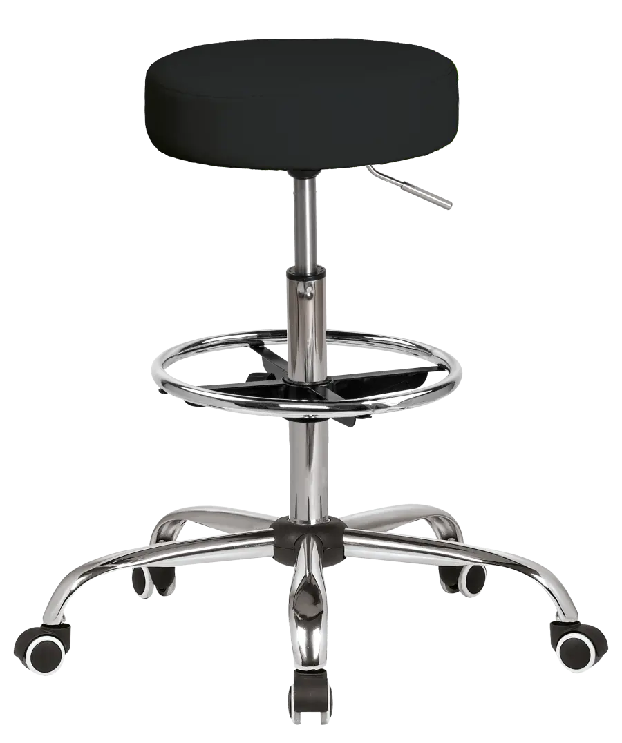 LZ 21SP EXT židle lékařská, HR sedák, kříž chrom, kruh pro nohy, ekokůže černá